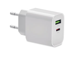 Chargeur 18W 2 ports, prise UE PORT personnalisable-0